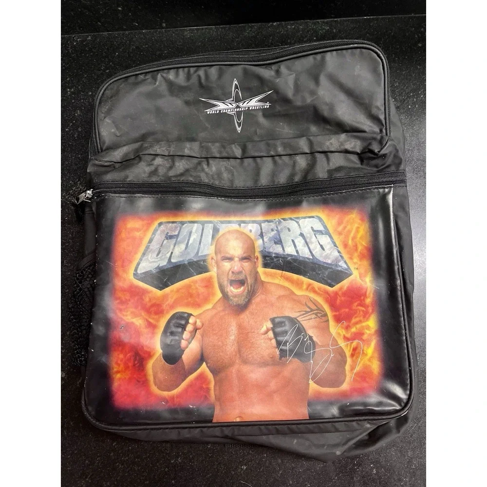 Vtg WCW/NWO Wrestling Bill Goldberg Back‎ Pack 1998 Bag With Water Bottle Holder